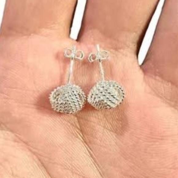Stud Earrings for Women Sterling Silver 925, Knot Earrings Studs 10MM - Picture 3 of 9